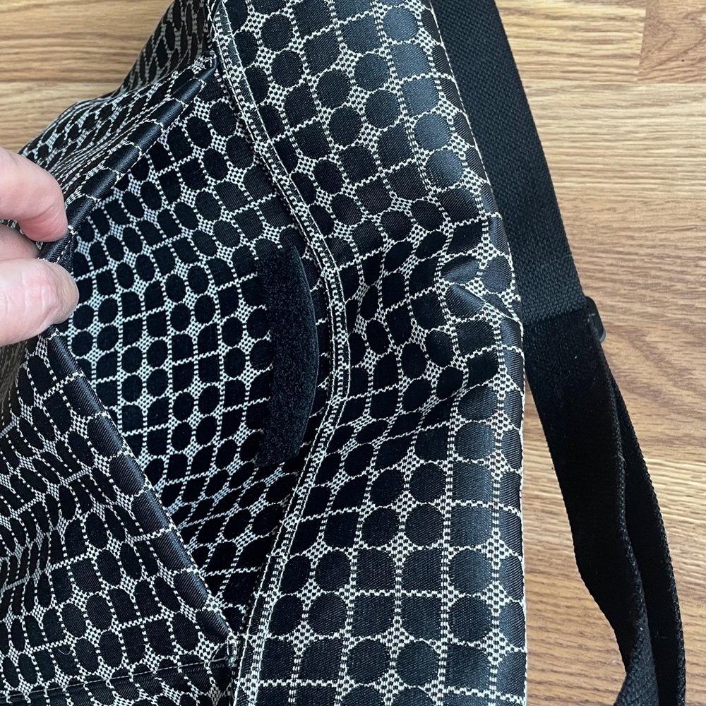 KATE SPADE Noel Jacquard Black/White Canvas Flap Messenger Crossbody Tote Bag - Picture 10 of 15